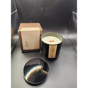 Mi Candle Sweet Leather Scented Wax Candle 100% Hand Poured With Wooden Wick
